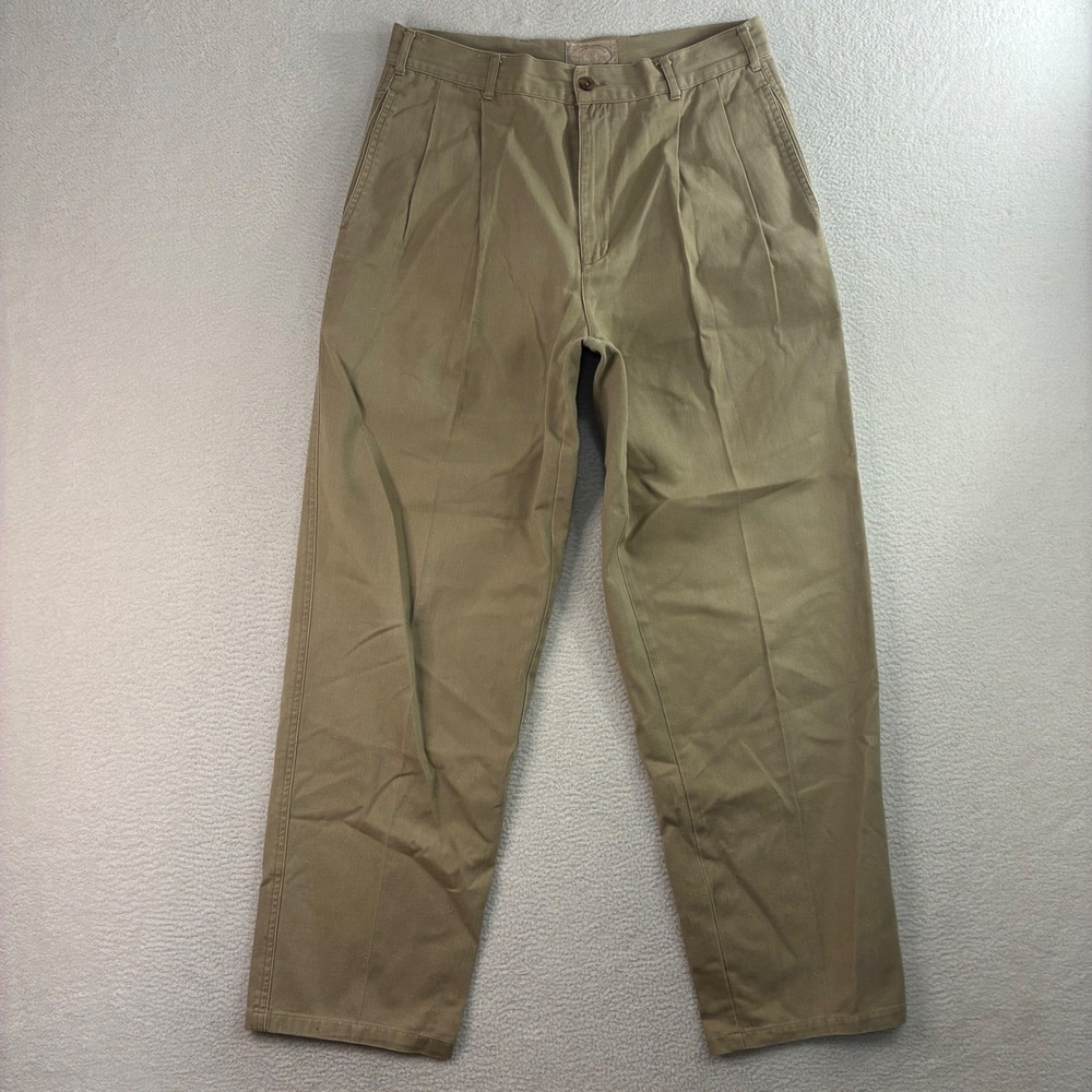 Vintage Abercrombie Fitch Chino Pants Men 33x30 Beige Pleated Cotton Preppy 90s